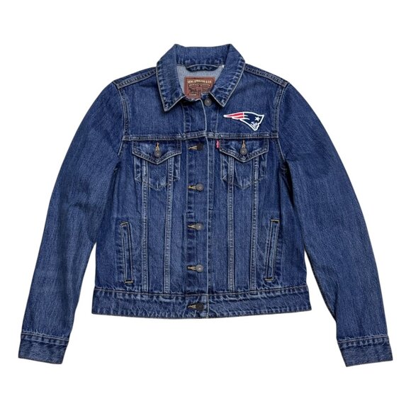LEVIS x NFL New England Patriots Collab Designer Denim Jean Jacket Womens Medium - Picture 1 of 7